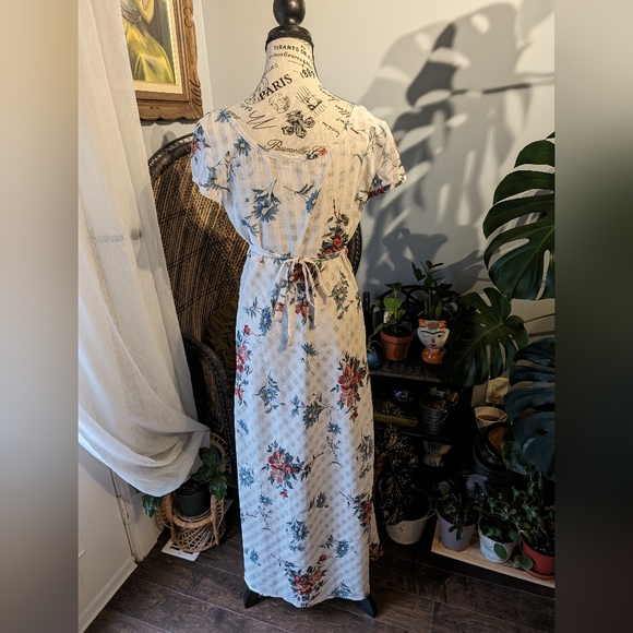 Vintage Algo Women's Sheer White Floral Maxi Dress Size S - Picture 4 of 8